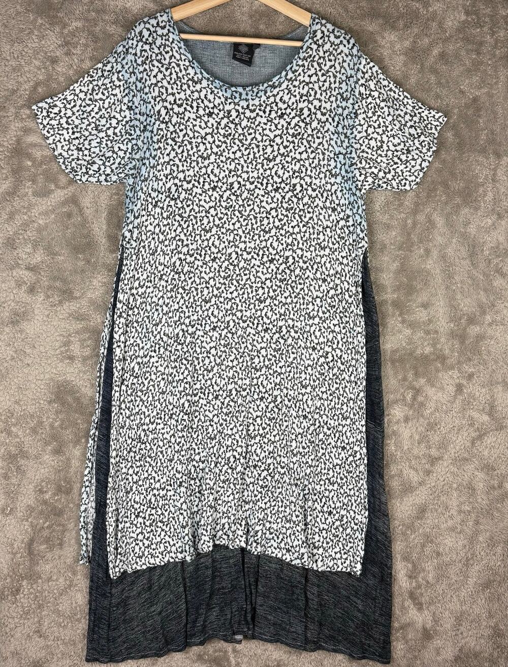 Endless Knot Art Rayon Layered Kaftan Dress Lagenlook Minimalist Pockets 2 XL